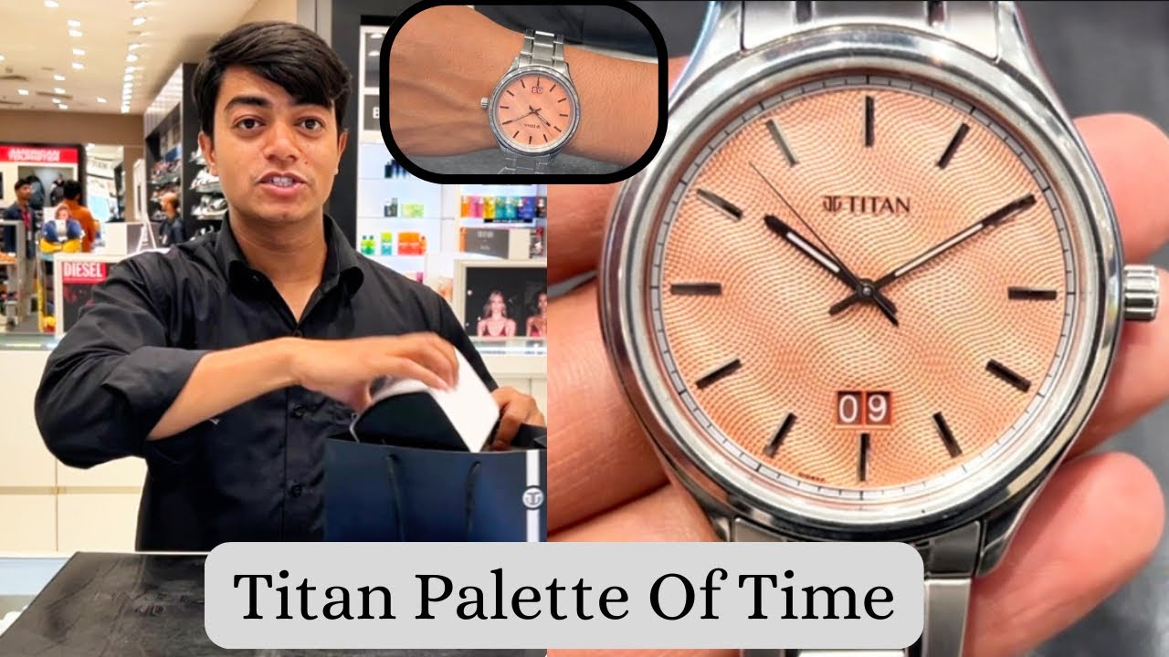 Titan Palette Of Time Quartz Analog with Date Orange Dial Stainless Steel Strap Watch For Men