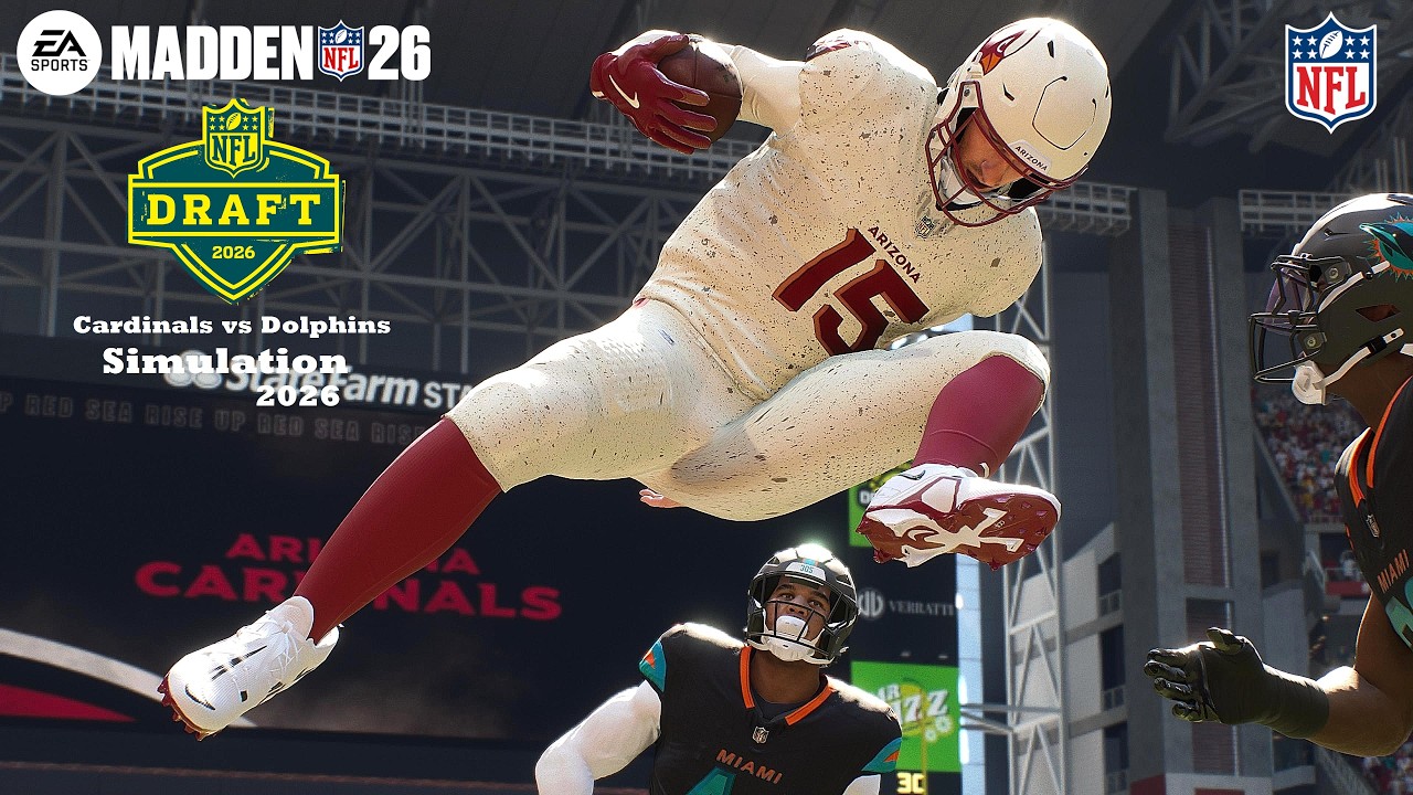 Madden 26 Ty Simpson Cardinals vs Garrett Nussmeier Dolphins Sim NFL DRAFT EARLY 2026 Game Play