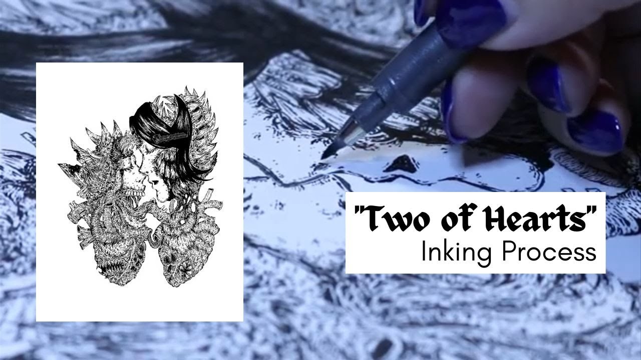 [INK WITH ME] ♡ TWO OF HEARTS ♡ ft. horror artist ramblings