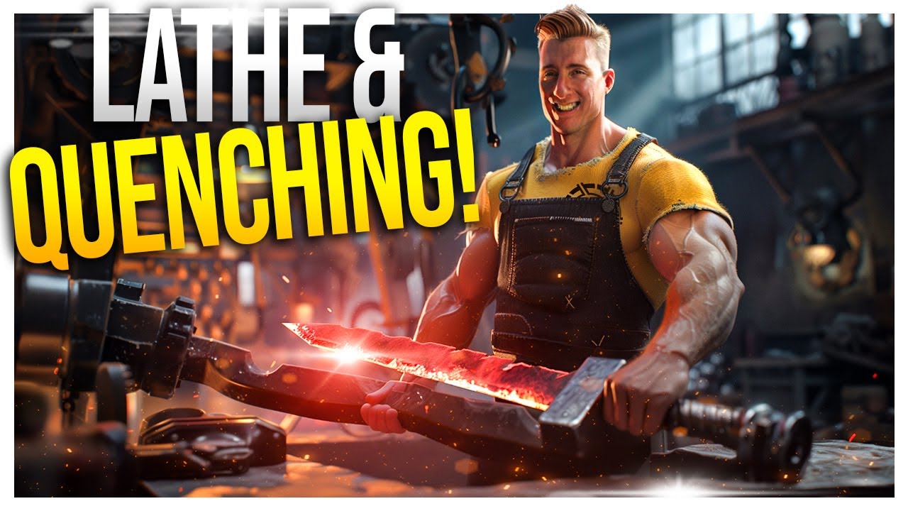 NEW Lathe & Quenching a Demon Sword for a Customer! // Medieval Blacksmith Simulator