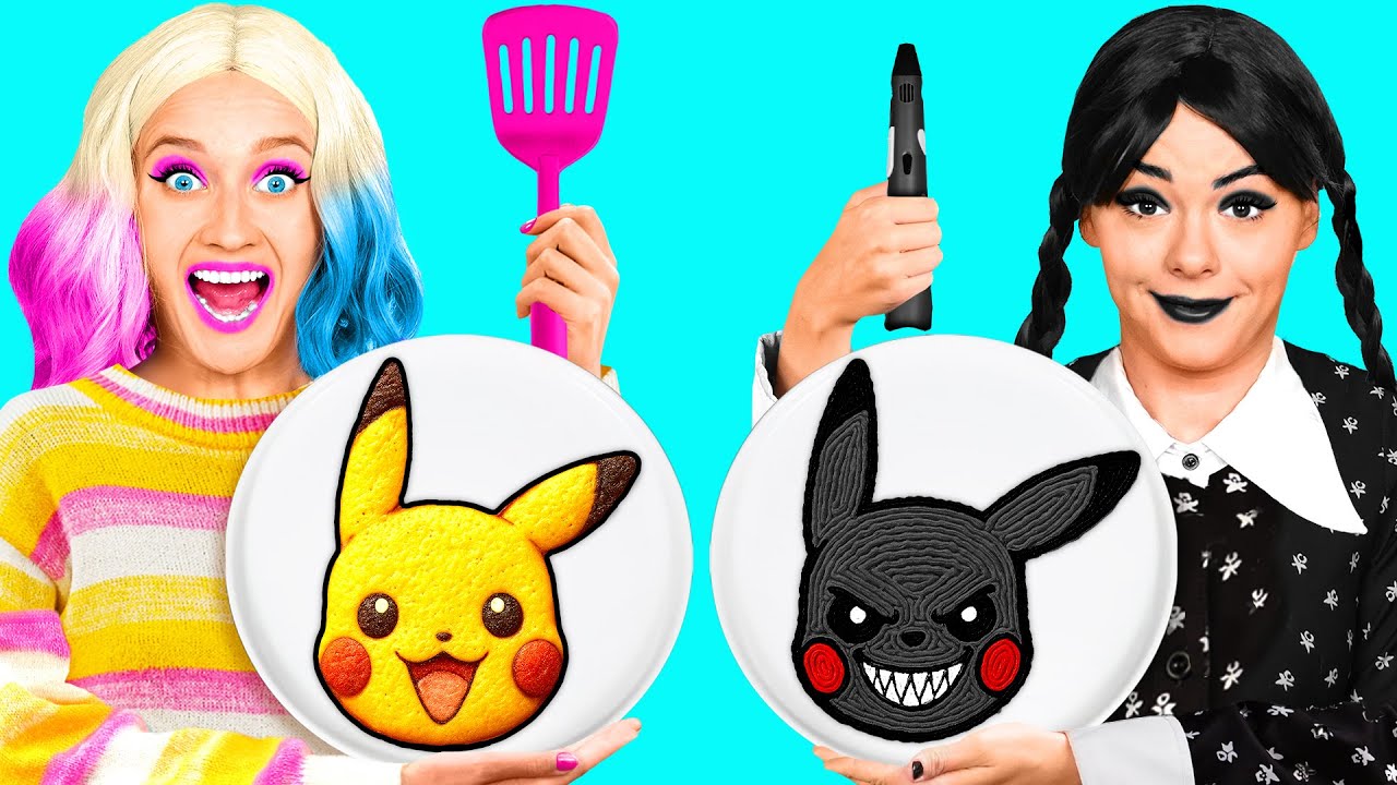 Tantangan Seni Pena 3d vs Seni Pancake dengan Wednesday Addams | Tantangan Lucu BaRaFun Challenge