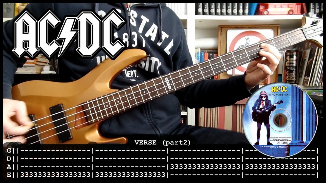 AC/DC - Who made who (bass cover w/ Tabs & lyrics)
