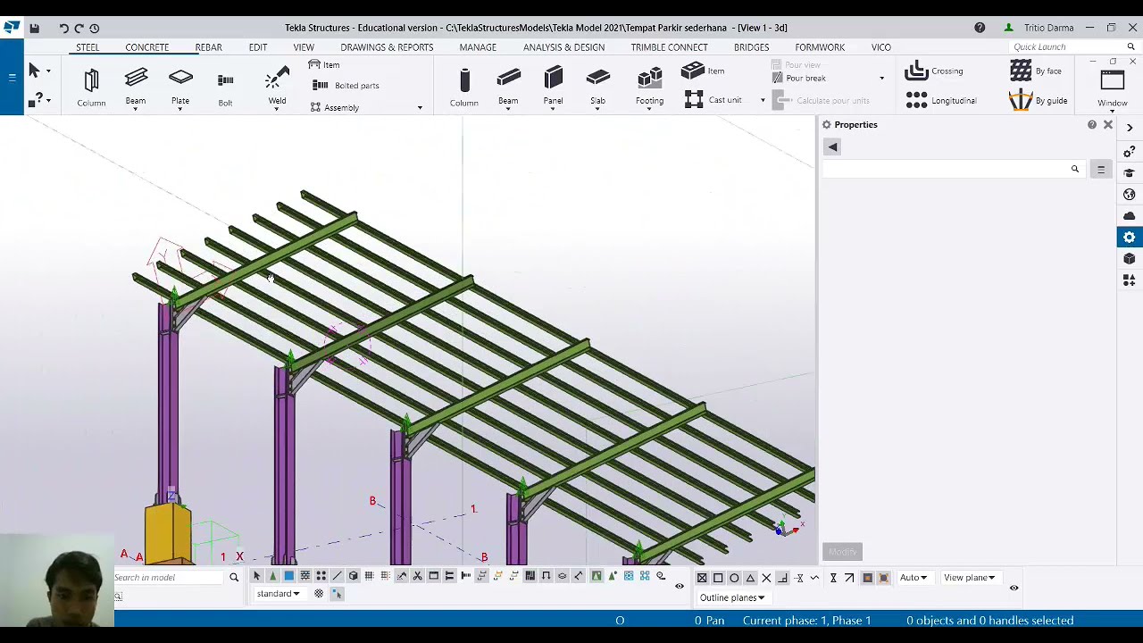 Tutorial Tekla Structures 2021 - Membuat Struktur Kanopi Parkir Sederhana