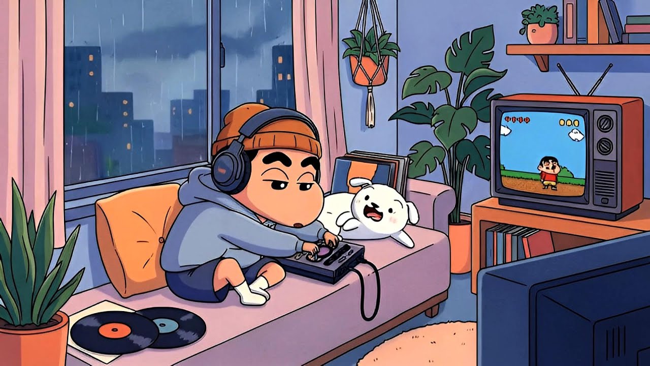 Window Seat Rain | Lofi Shin Chan