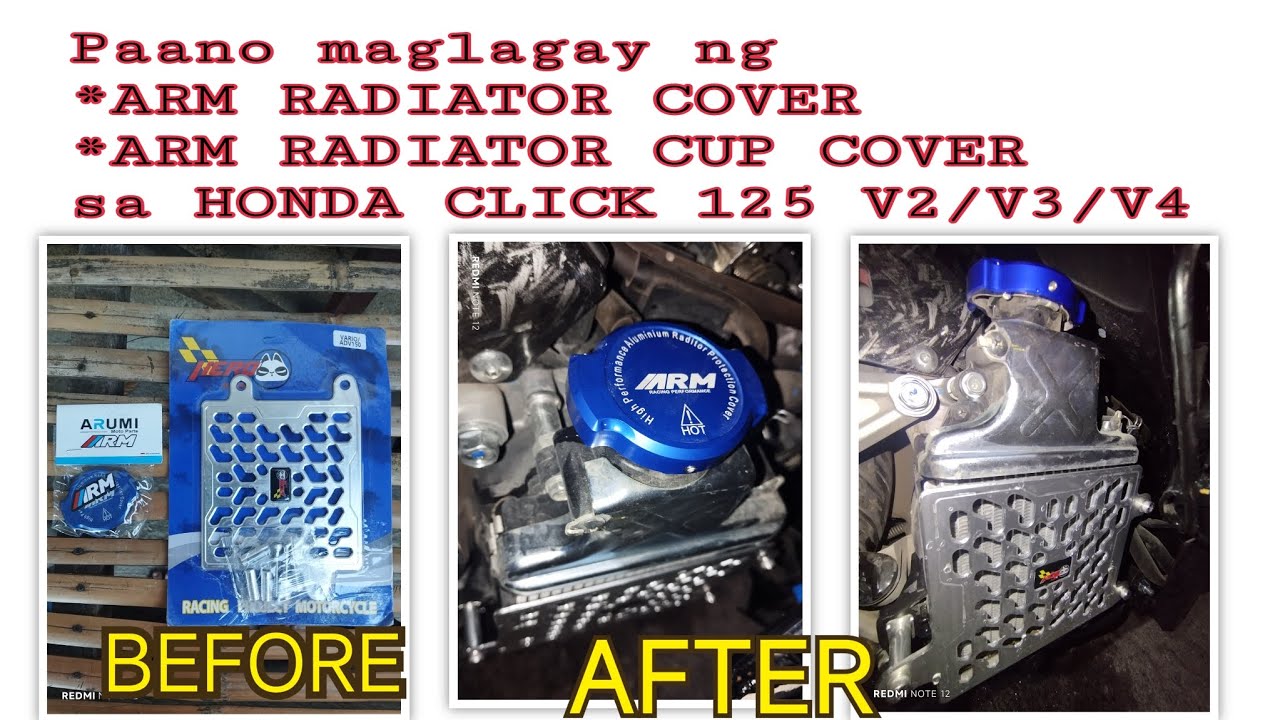 Paano maglagay ng ARM RADIATOR COVER at RADIATOR CUP COVER sa HONDA CLICK 125 /V3/V4 #hondaclick125