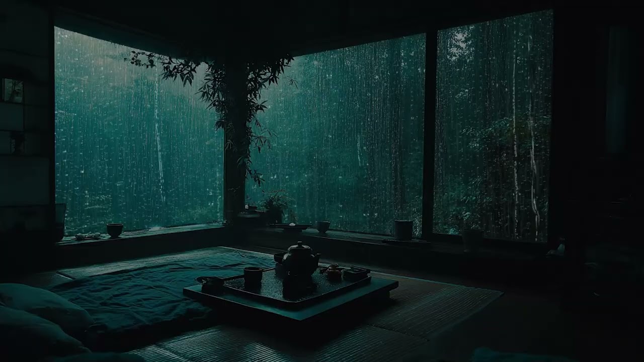 Gentle Rain in a Spring Garden at Night 🌧 (No Ads) | Dark Bedroom Ambience for Deep Sleep
