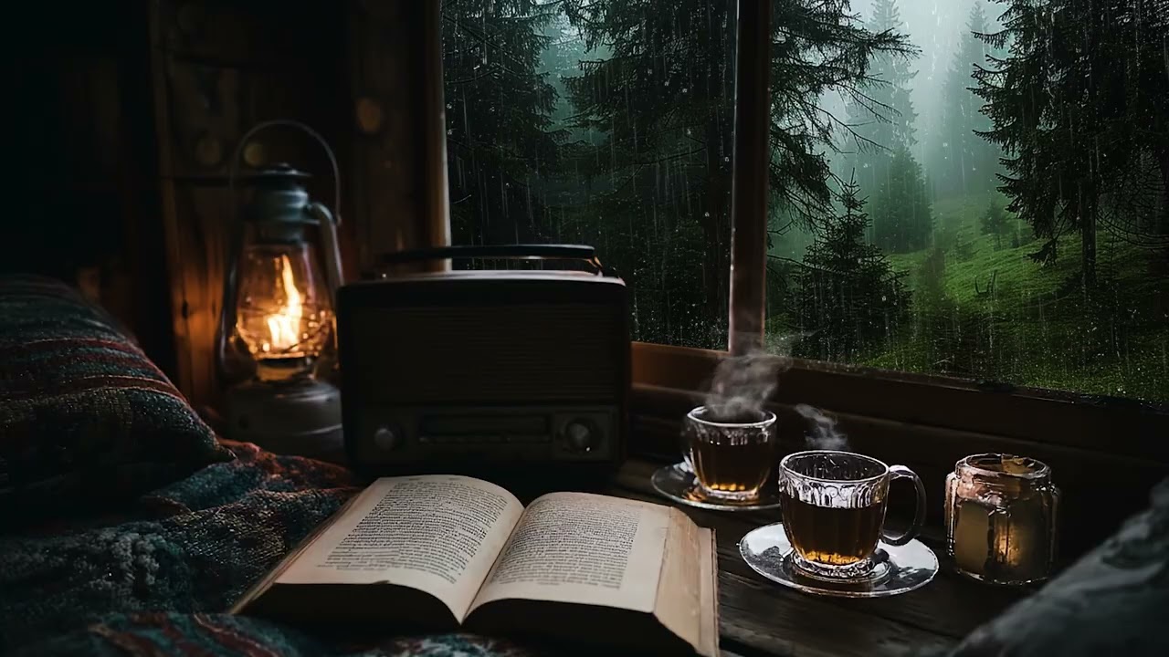 Stormy Night with Heavy Rain Sounds for Sleep 🌧️ Peaceful Hidden Cabin in the Dark Forest
