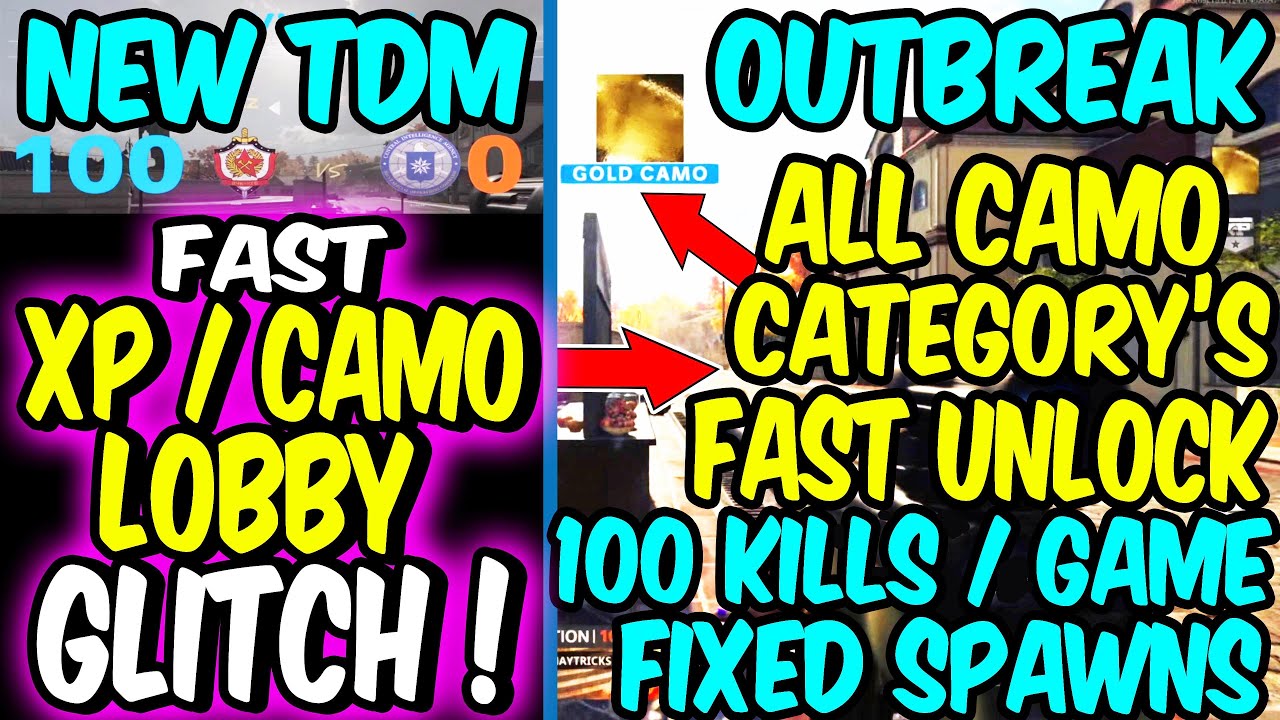 XP Lobby Fast NEW Cold War GLITCH TDM OUTBREAK ALL Camo CATEGORY'S 100 Kills/ Game + DM Ultra Unlock