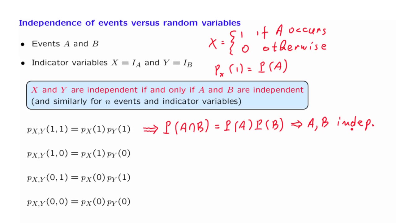 S07.3 Independence of Random Variables Versus Independence of Events