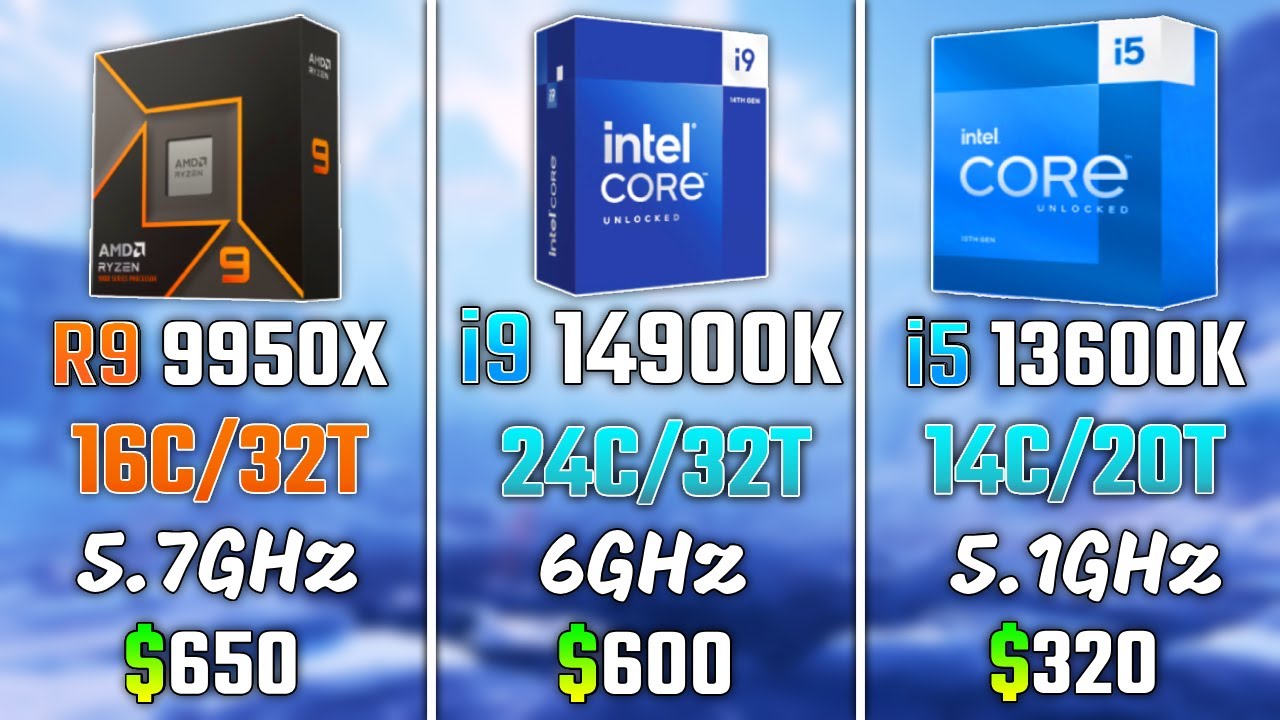AMD RYZEN 9 9950X vs INTEL i9-14900K vs INTEL i5-13600K | Test in 6 Games