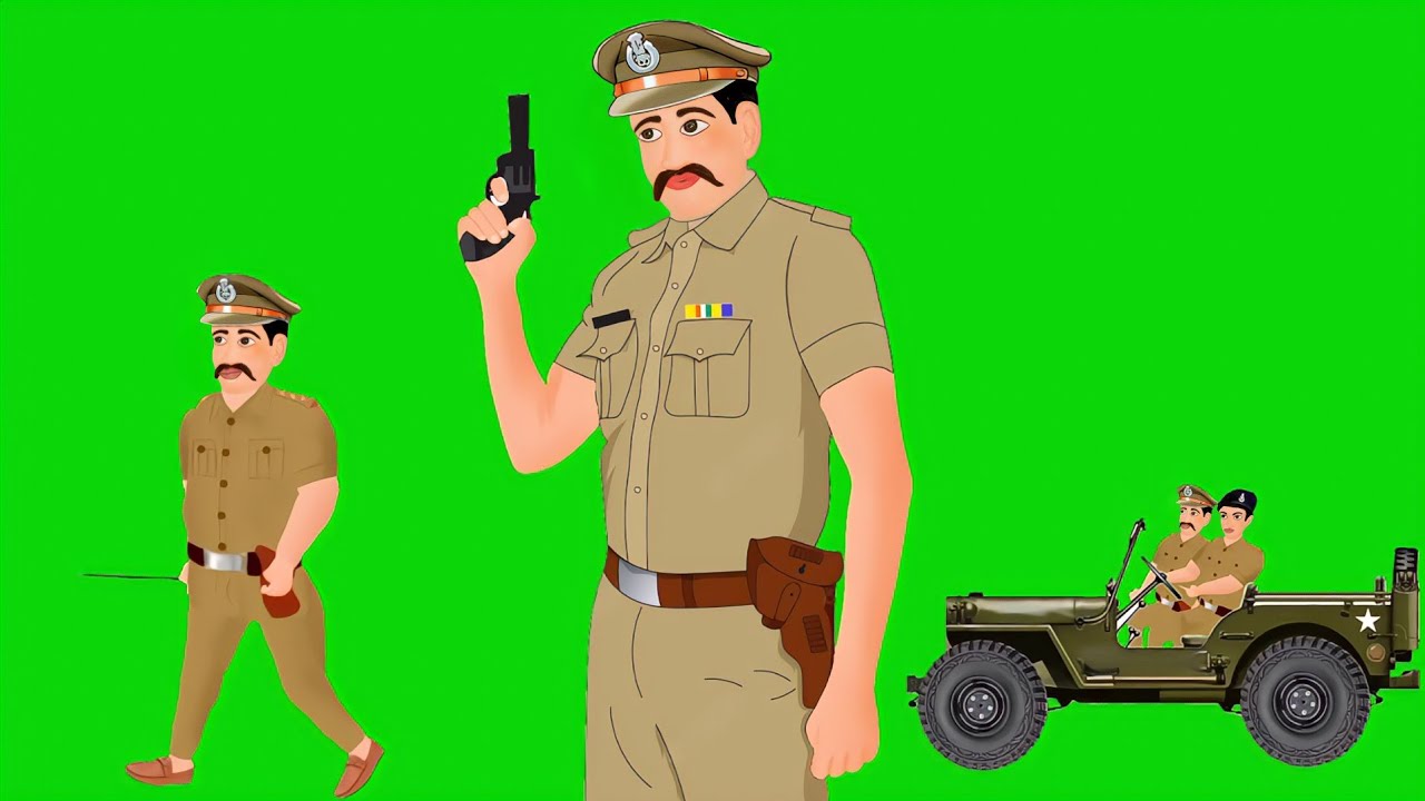 पुलिस कार्टून कैरेक्टर ग्रीन स्क्रीन|green screen cartoon character,