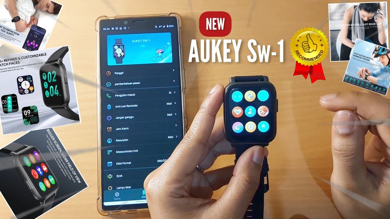 300rb Fitur 2jt🔥New Smartwatch Aukey SW1 Layar Besar-Kaya Fitur-Garansi 2 Tahun