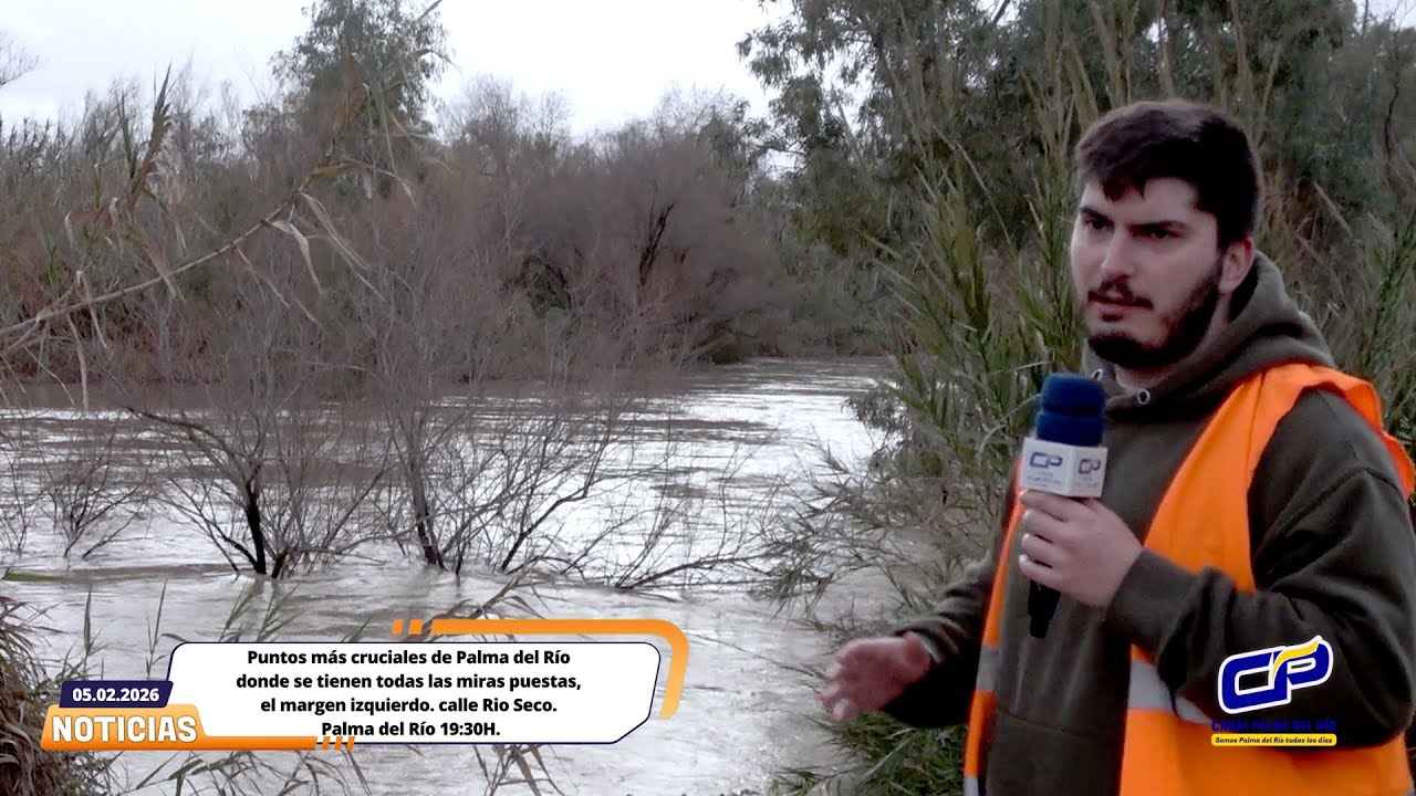 19:30H Puntos más cruciales de Palma del Río, el margen izquierdo próximo a calle Rio Seco.