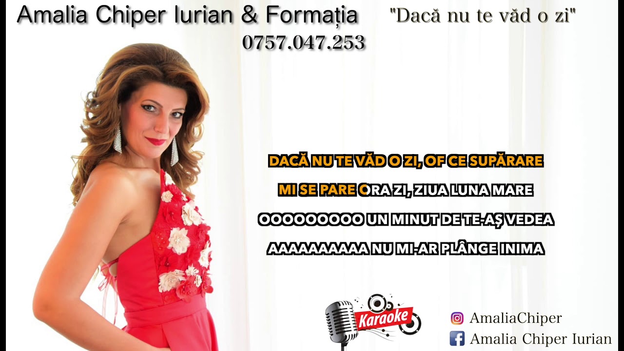 Amalia Chiper Iurian - Colaj muzică de petrecere -”Oare cum sa cred”+”Dacă nu te văd o zi”-karaoke