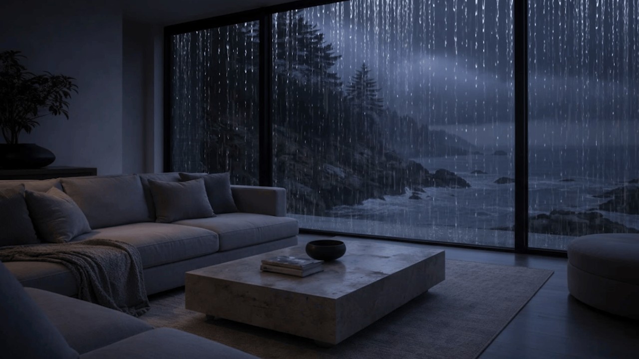 Rain on Window by the Ocean 🌧️ Relaxing Rain Sounds for Sleep & Deep Relaxation