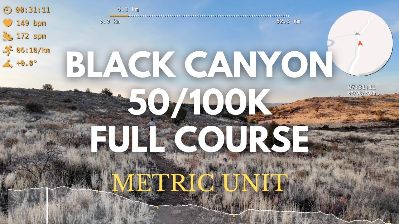 Black Canyon 100K/50K: Complete Course Preview with GPS Map Overlay 0 to 52K Virtual Trail Run 4K