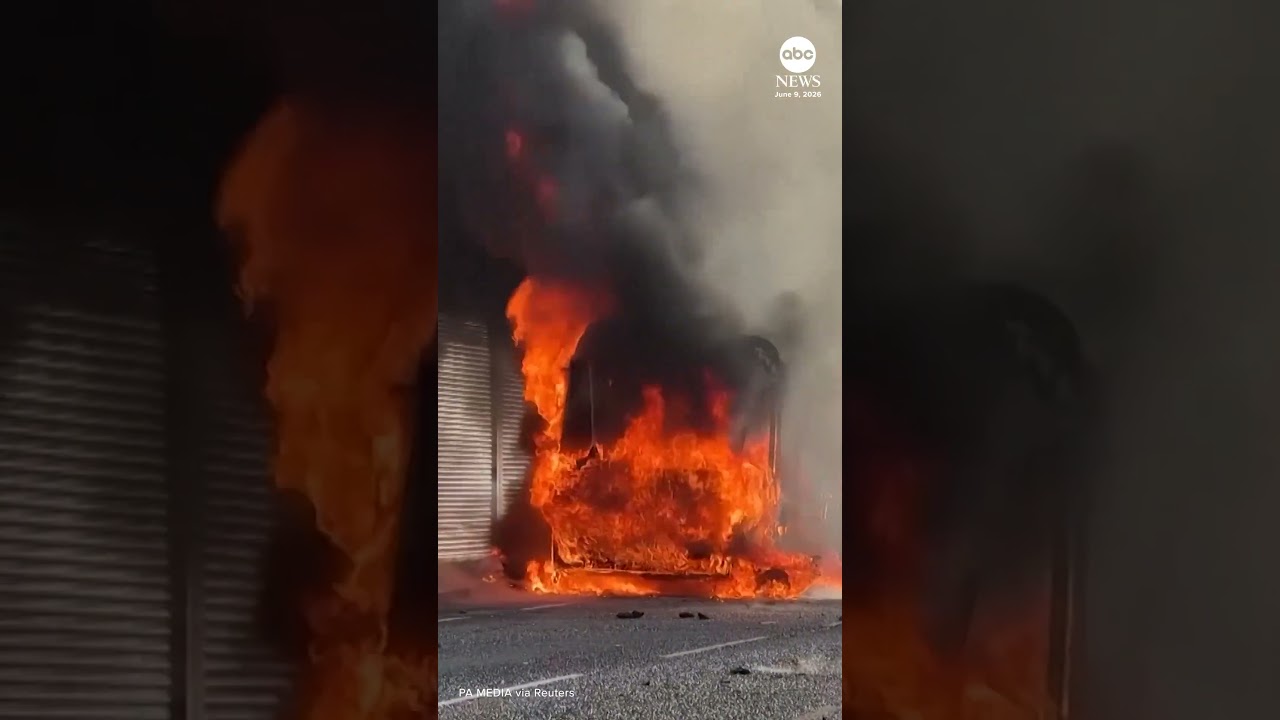 Vehicles burn after night of anti-immigrant unrest following vicious stabbing attack in Belfast