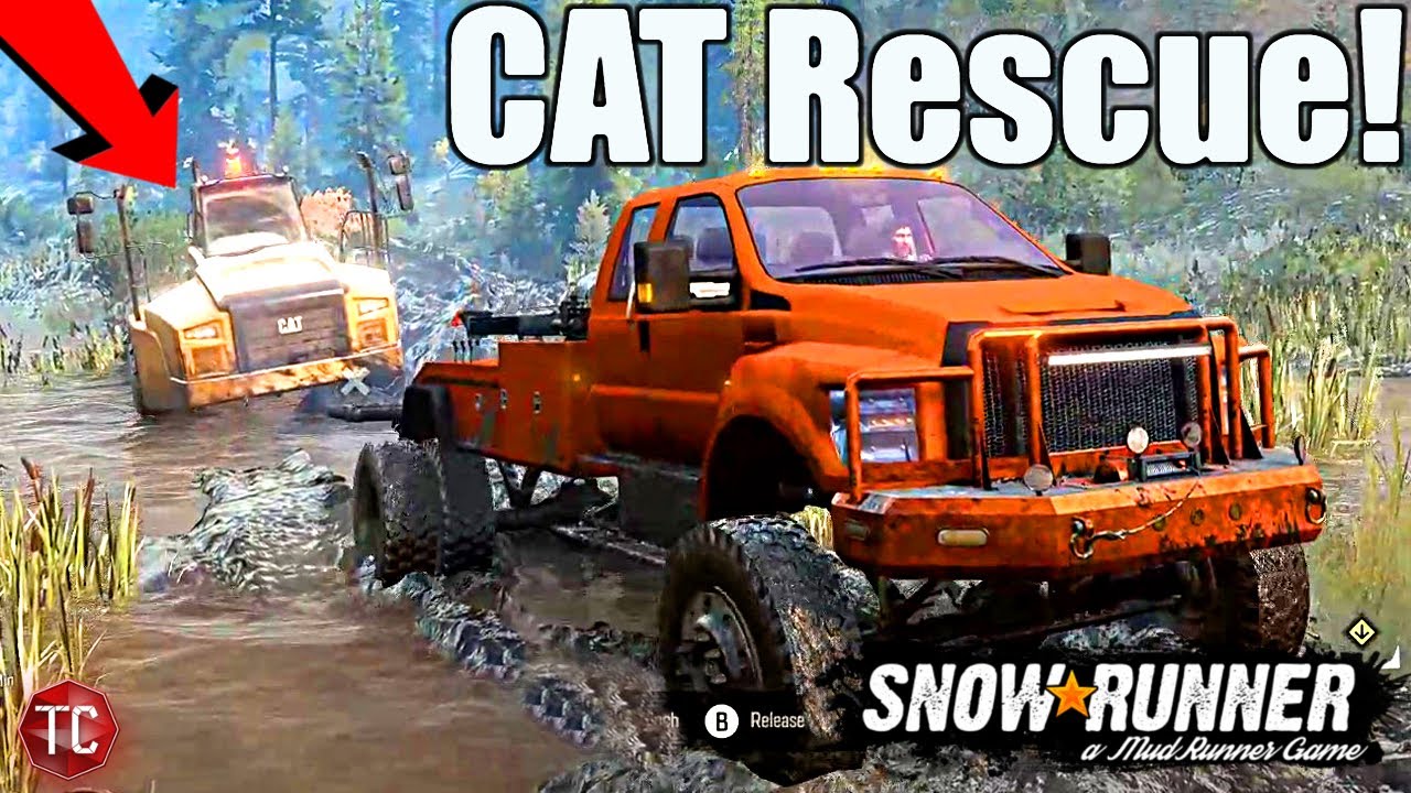 SnowRunner: STUCK CAT 745C! Hardest Towing Job YET!!
