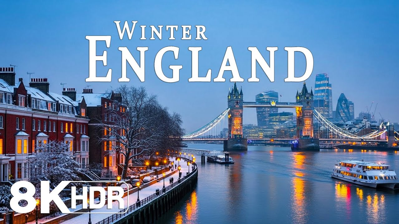 ENGLAND IN WINTER 8K ❄️ Snowy Hills, Historic Villages & Peaceful Charm of the English Countryside