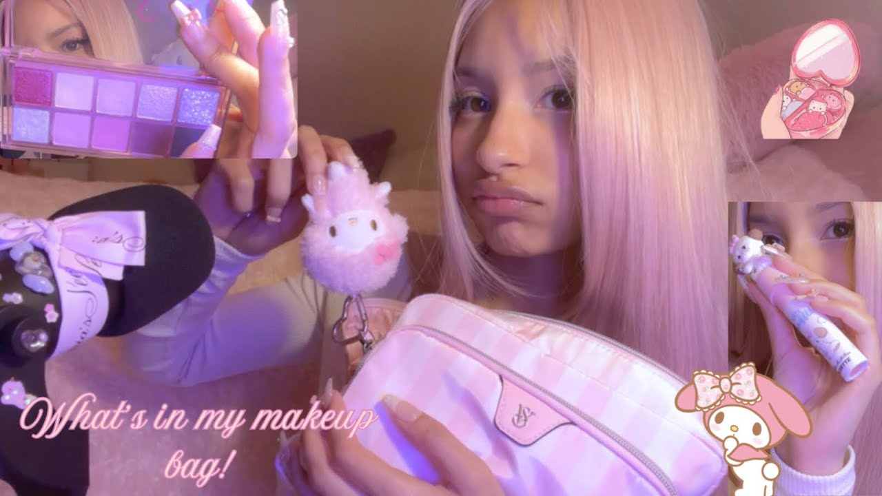 ASMR in French | What’s in my makeup bag￼💄🎀 ~tapping, rambling