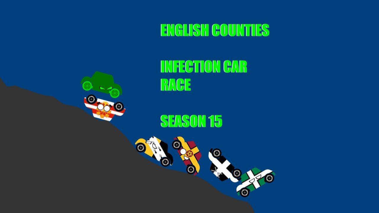 English Counties Infection Car Race | County Cars | Algodoo | Season 15