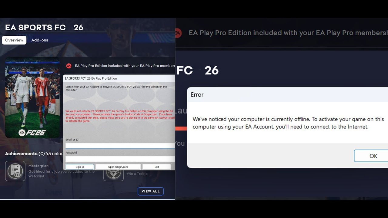 Исправление ошибки EA Sports FC 26. Мы заметили, что ваш компьютер в настоящее время не в сети. В...