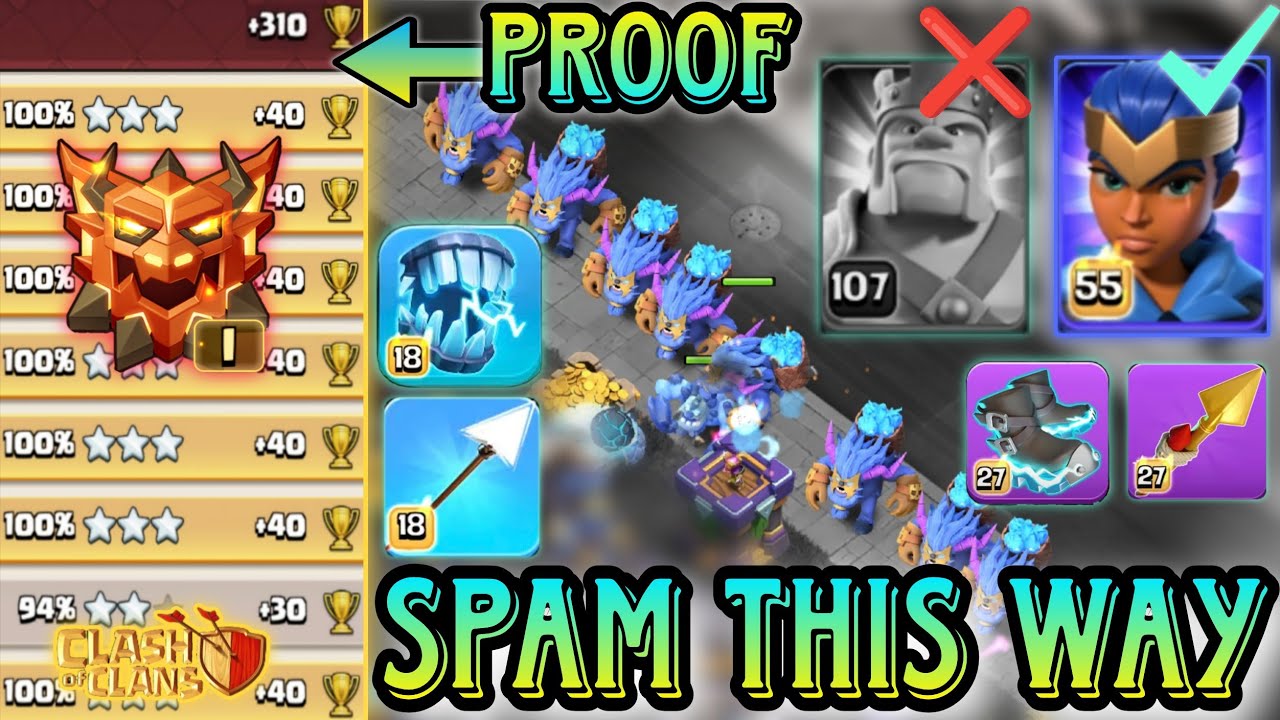 Best Way To Spam In Ranked Legend League 1. Super Yeti+Heroic 🔦 Combo Dominant In Legend 1. Army 👇