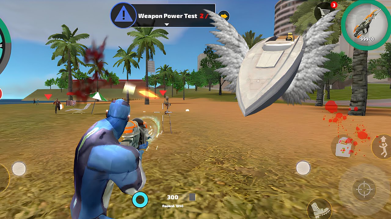 Rope hero vice town'da görev yaparak ücretsiz silah aldım ve tekneyi uçurdum
