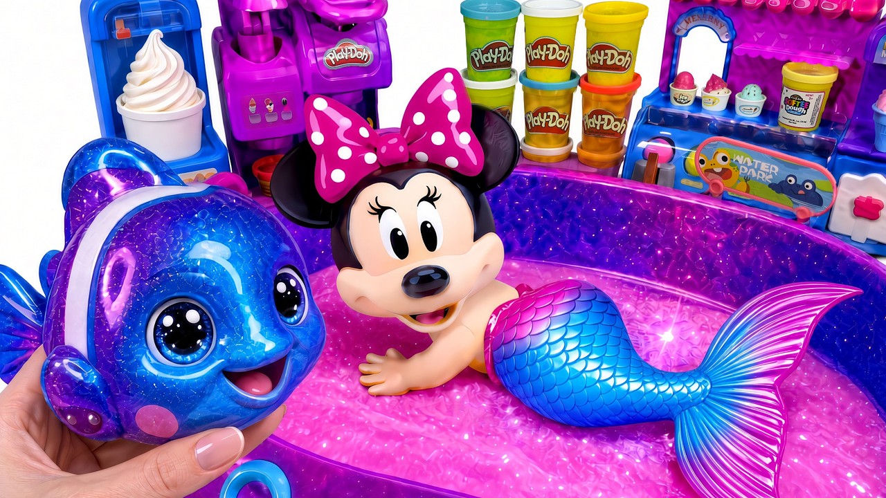 Minnie Mouse 2026🎀 Set Unboxing Mermaid Water Park & Galaxy Fish Play-Doh Disney ASMR