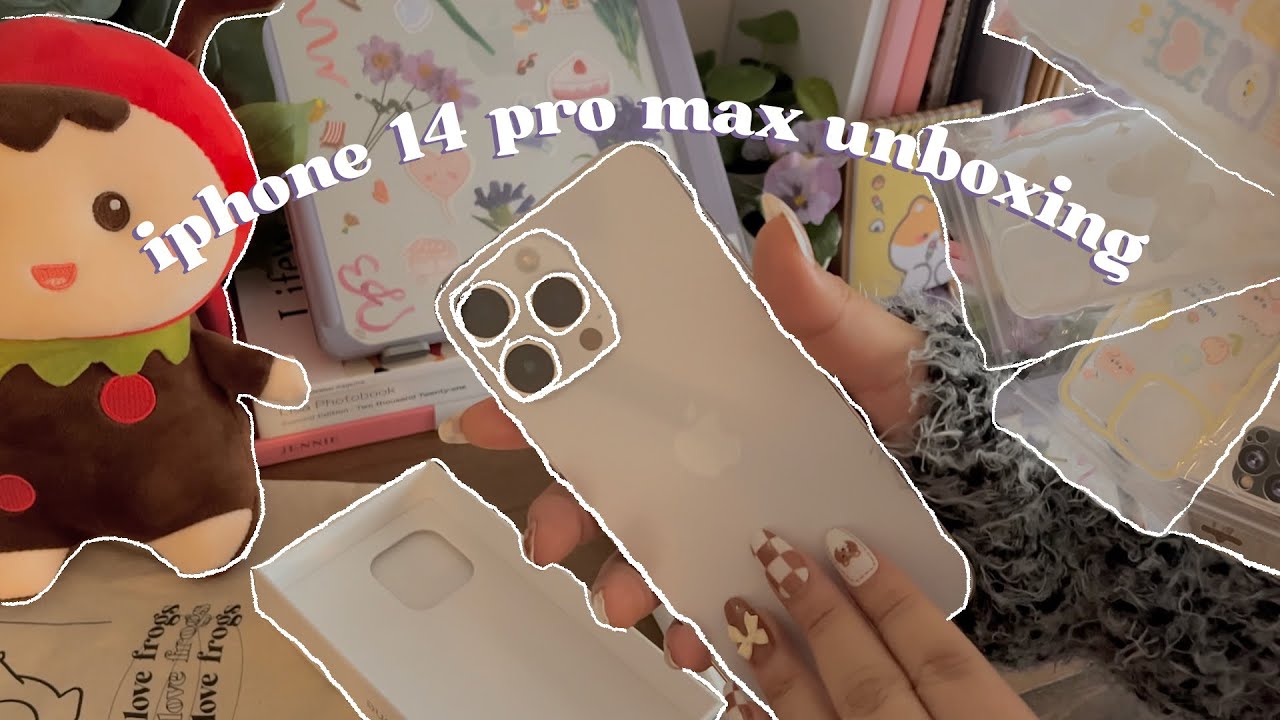 iphone 14 pro max unboxing + cute, aesthetic cases 🐻🍭