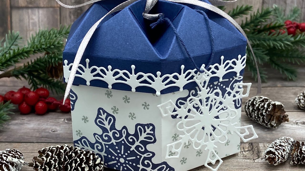 Weihnachtliche Hexagon Schachtel mit abnehmbaren Deckel und innenliegenden Stern mit Stampin`Up!