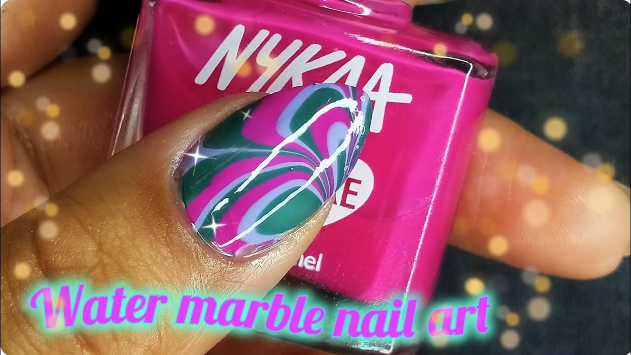 Water marble nail art at home 🏠||DIY Step by Step guide for water marble nail art  💗