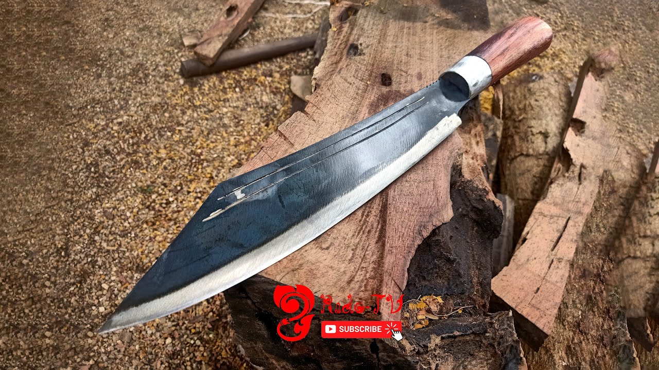 The Art of Blacksmithing and Creating a Highly Sharp Knife from a Leaf Spring.