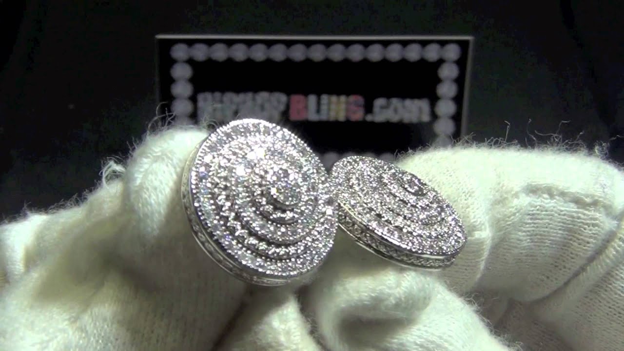 XXL Bullseye CZ Micro Pave Hip Hop Earrings BLING BLING