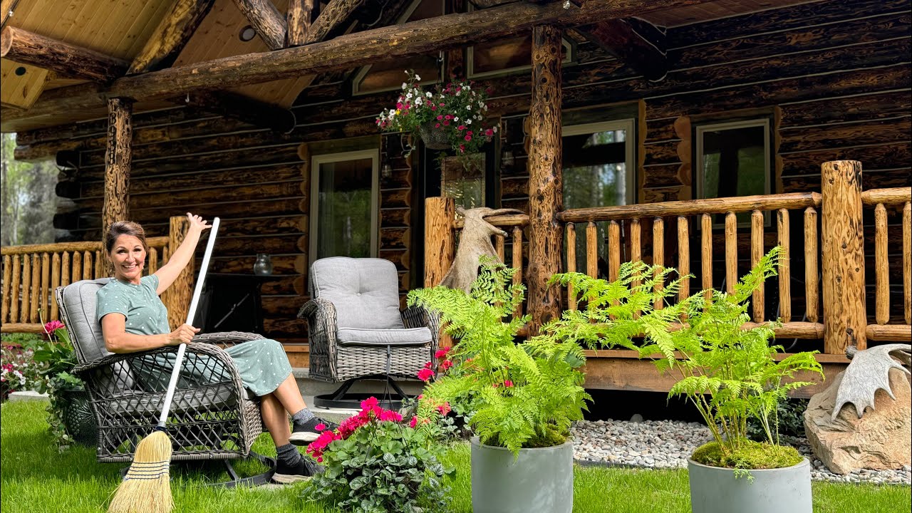 Getting My Alaska Log Cabin Porch Ready For Summer / Foraging ￼For Ferns / Clean Skincare Review