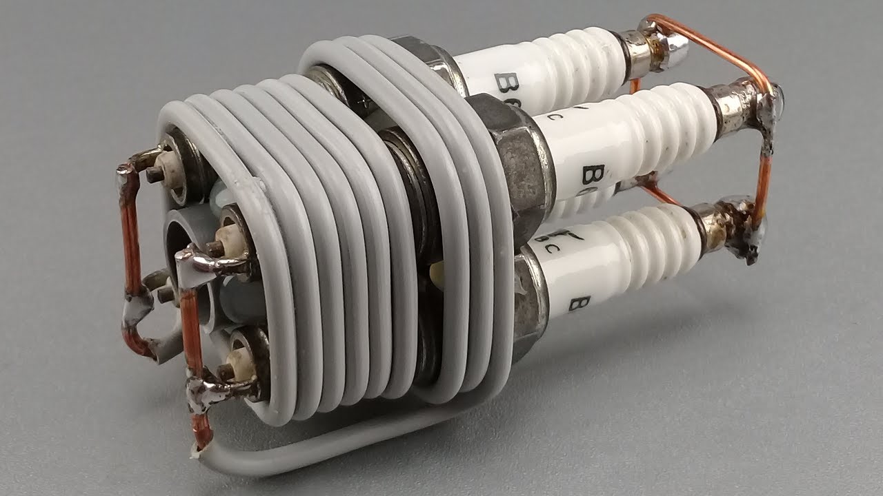 Powerful free energy generator amazing electricity from spark plug in copper wire use speaker magnet
