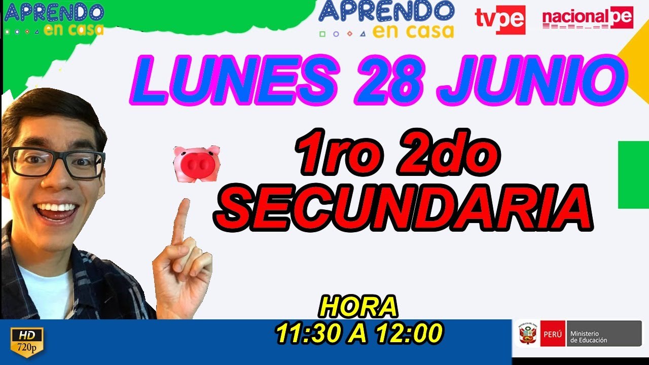 APRENDO EN CASA  ✅ 1&deg; Y 2&deg; SECUNDARIA  🔴 LUNES 28 DE JUNIO - TV PERU