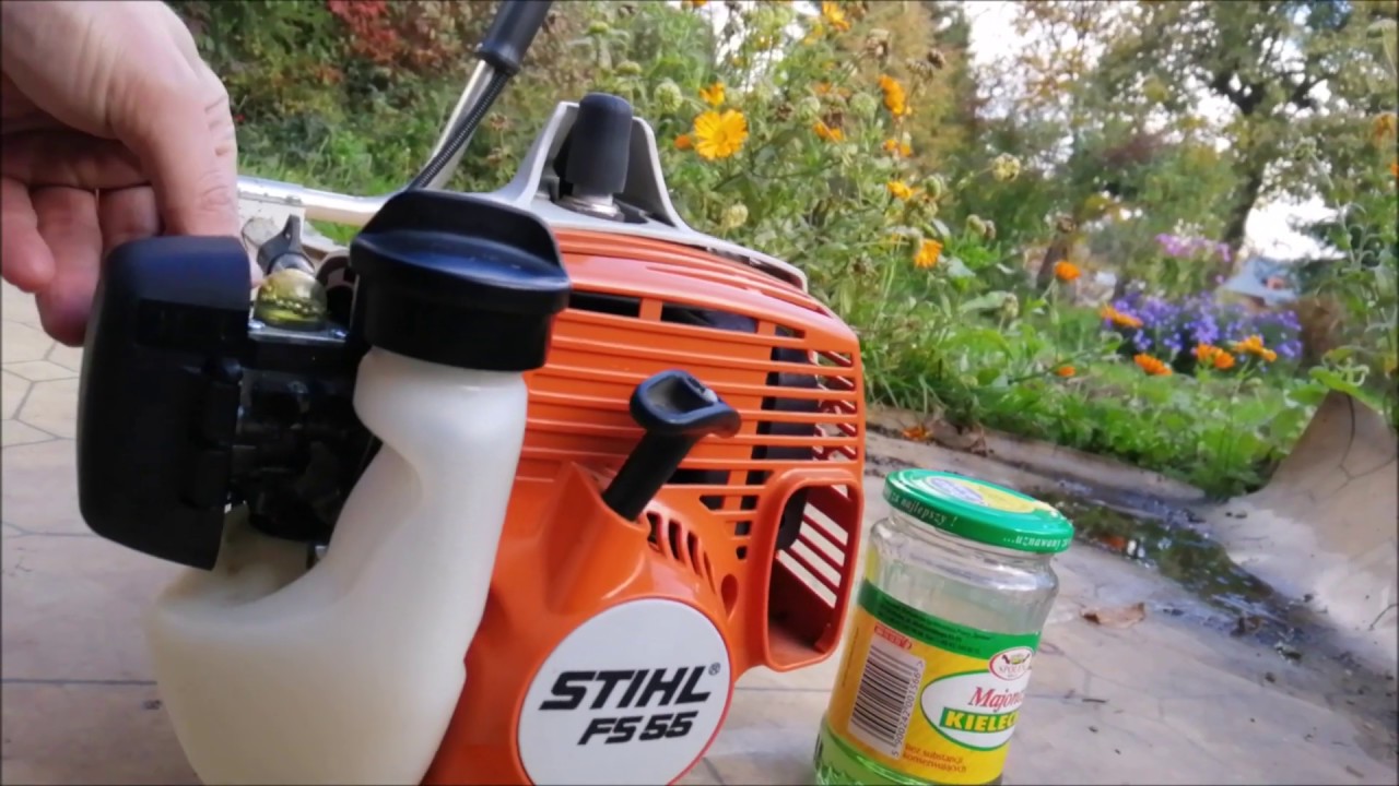 STIHL FS 55 Chroń gaźnik kosy spalinowej wypalanie paliwa na koniec sezonu