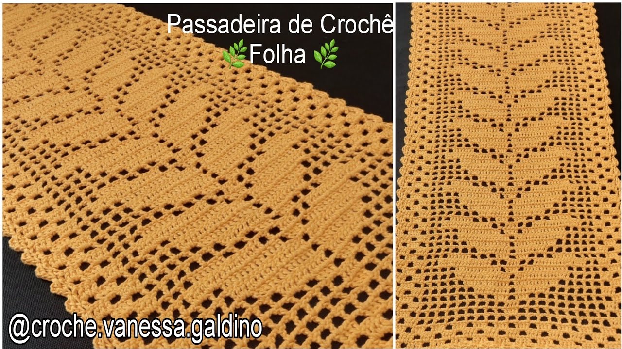 🌿Passadeira de Crochê Folha No Crochê Filé X Caminho de Mesa Folha No Crochê Filé