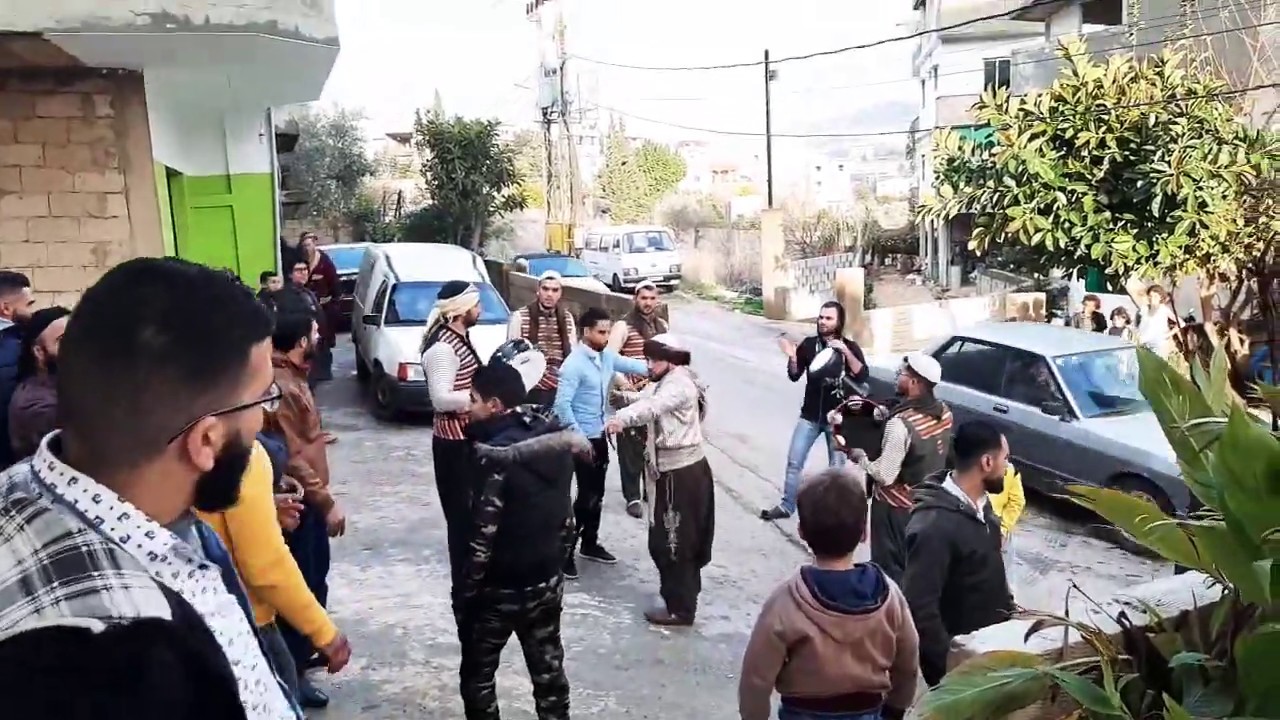 فرقة رجال العز الدمشقية في استقبال المولود الجديد محمد عنتر