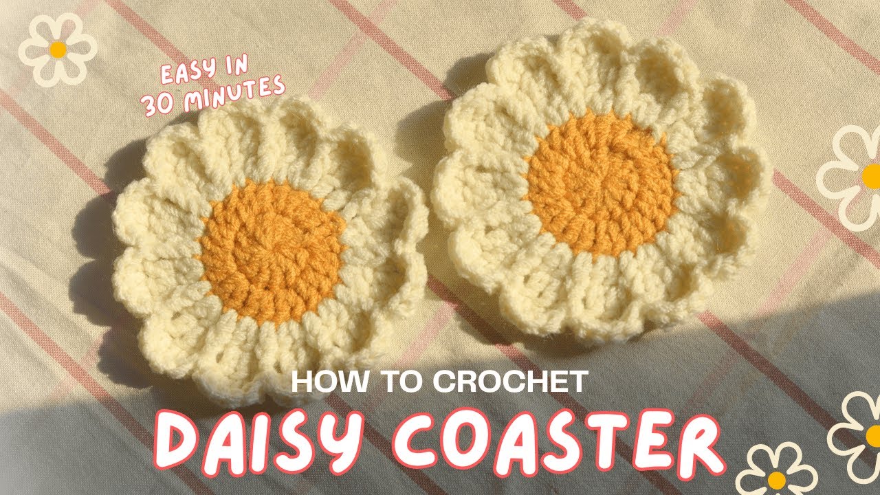 easy crochet daisy coasters | crochet tutorial | free crochet pattern #crochet #coasters