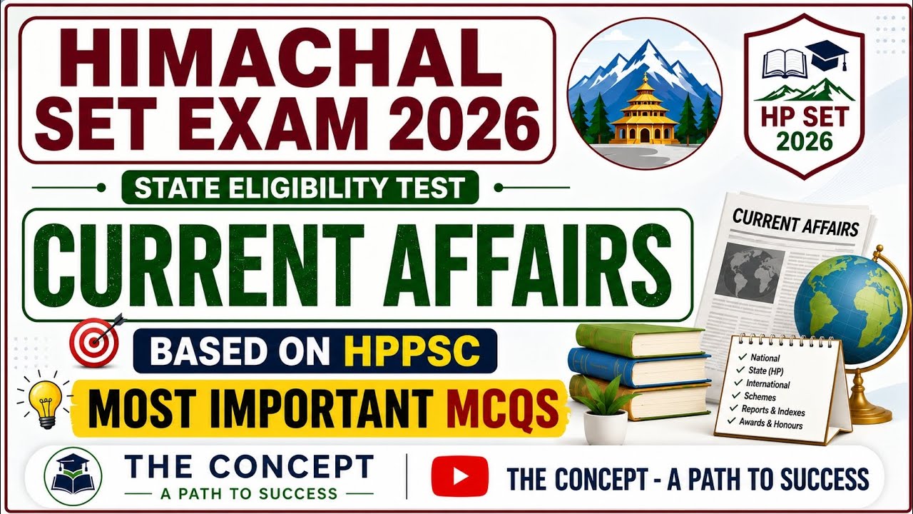 Most Important MCQs of Last 6 Months Current Affairs for HP (SET) State Eligibility Exams 2026 