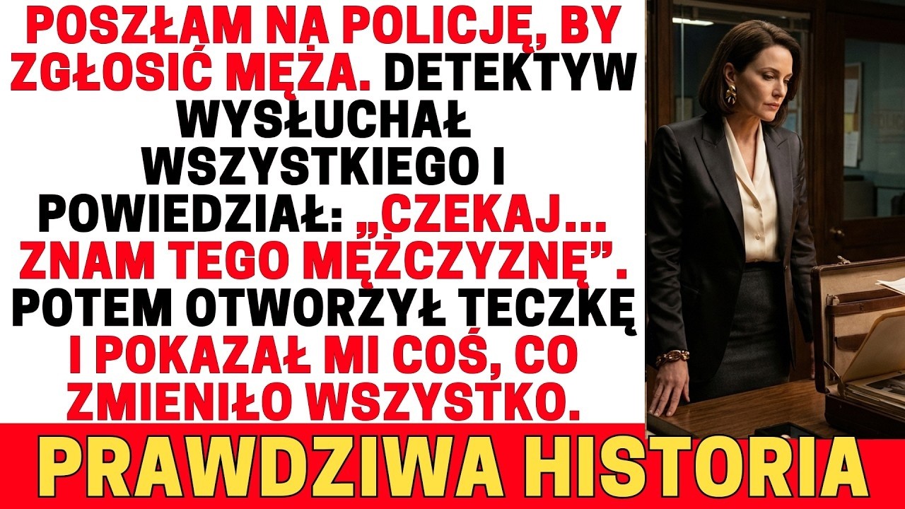 Poszłam zgłosić męża  Detektyw wysłuchał i powiedział  „Czekaj… znam tego mężczyznę”