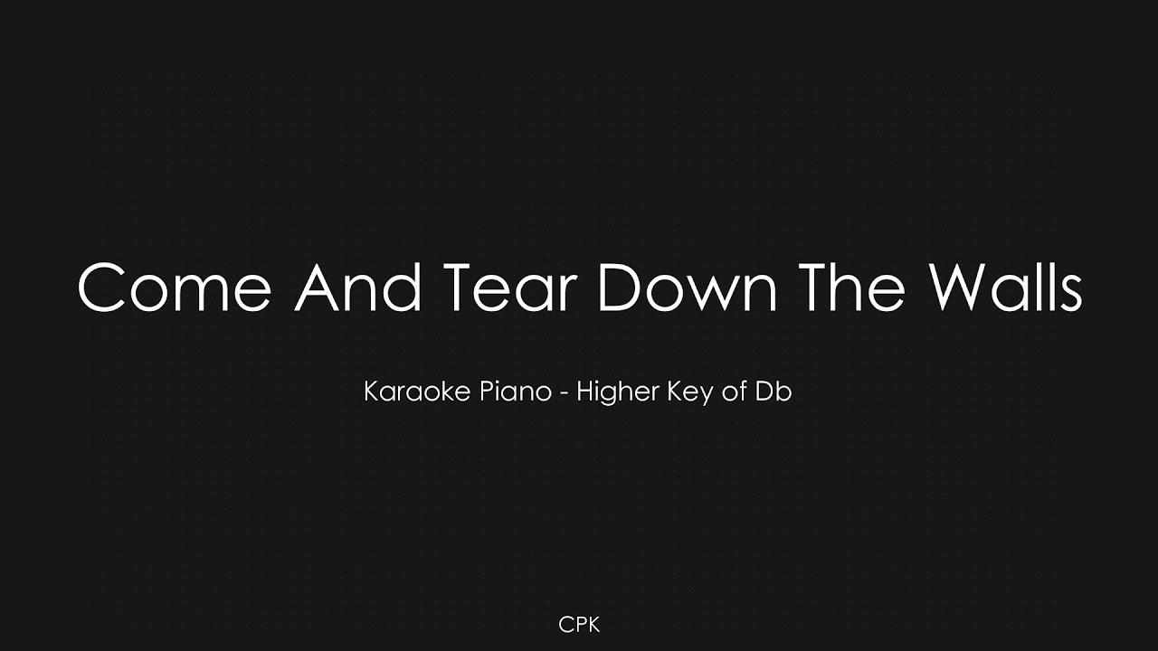 Come And Tear Down The Walls | Piano Karaoke [Higher  Key of Db]