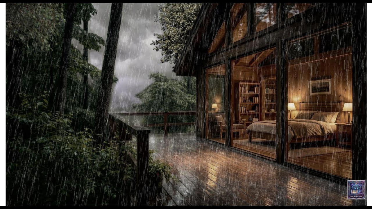 Soothing Rain Over a Quiet Forest Lodge 🌧️🍂 | Relaxing Night Ambience to Sleep Fast