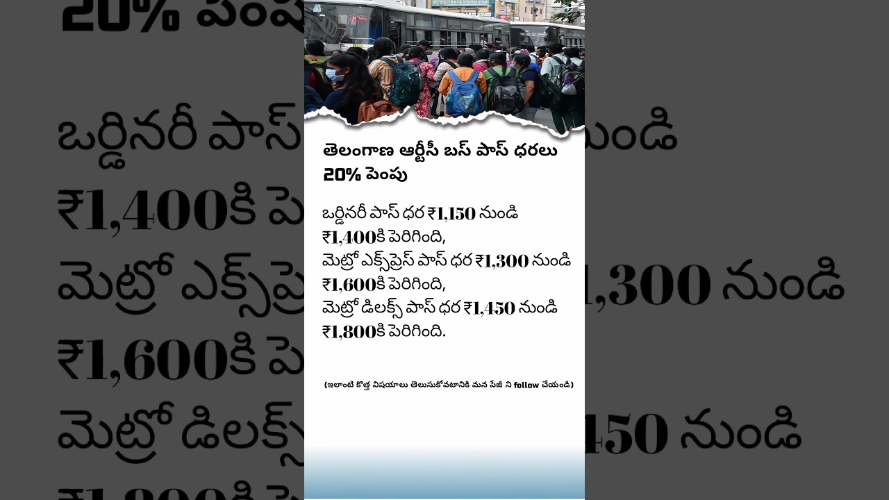 TSRTC Bus Pass Hike: 20% Fare Increase Shocks Commuters | Telangana RTC Update