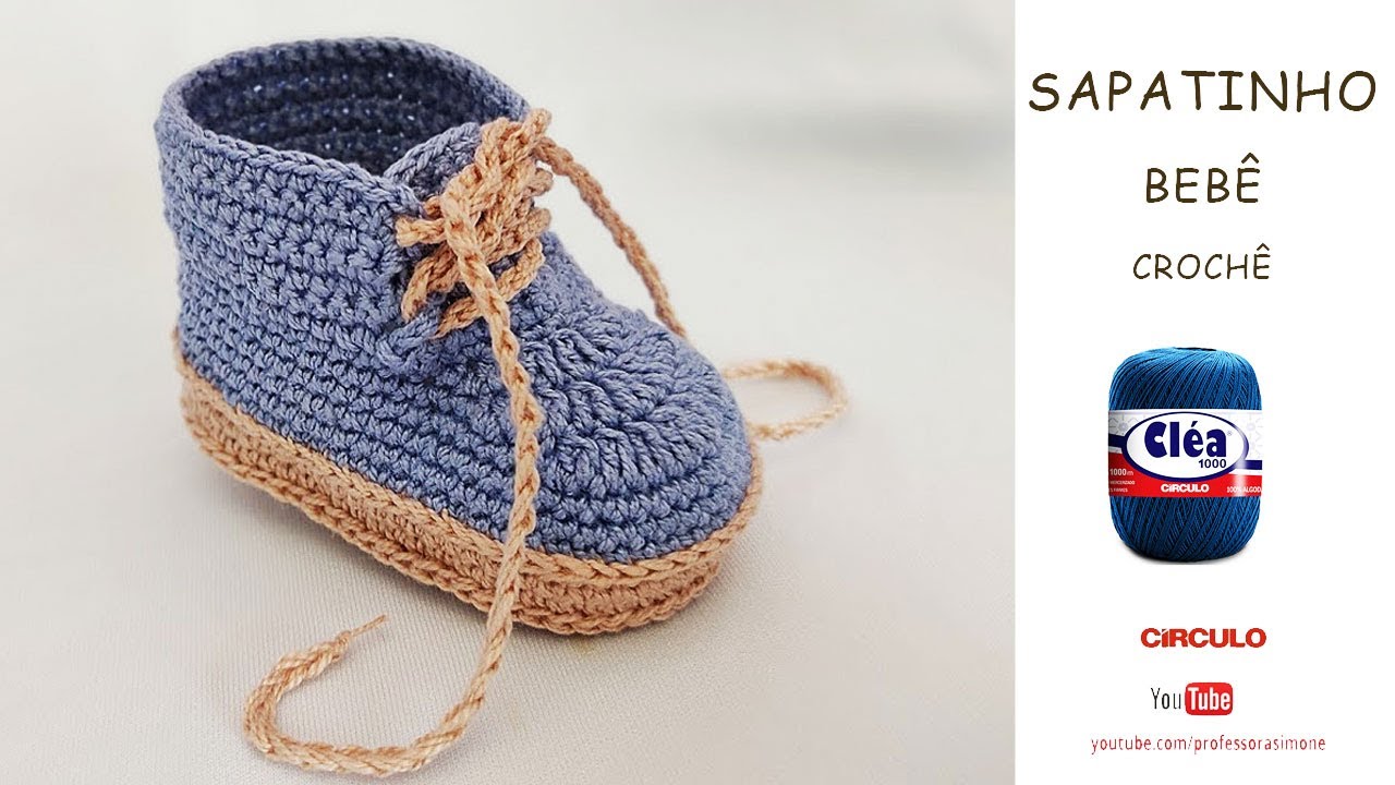 SAPATINHO DE CROCHÊ PARA BEBÊ FÁCIL  Masculino passo a passo Simone Eleotério
