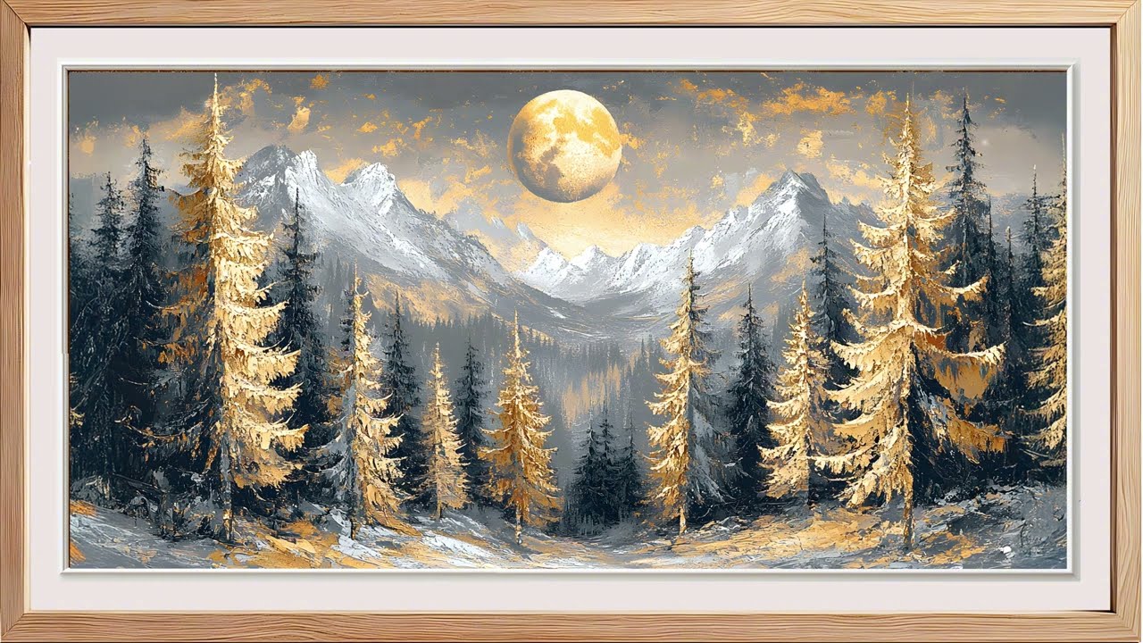 Golden Moonlit Forest: 4K Starlit Landscape Art with Gentle Twinkling Stars  | Frame TV | 2 Hrs 🌙✨