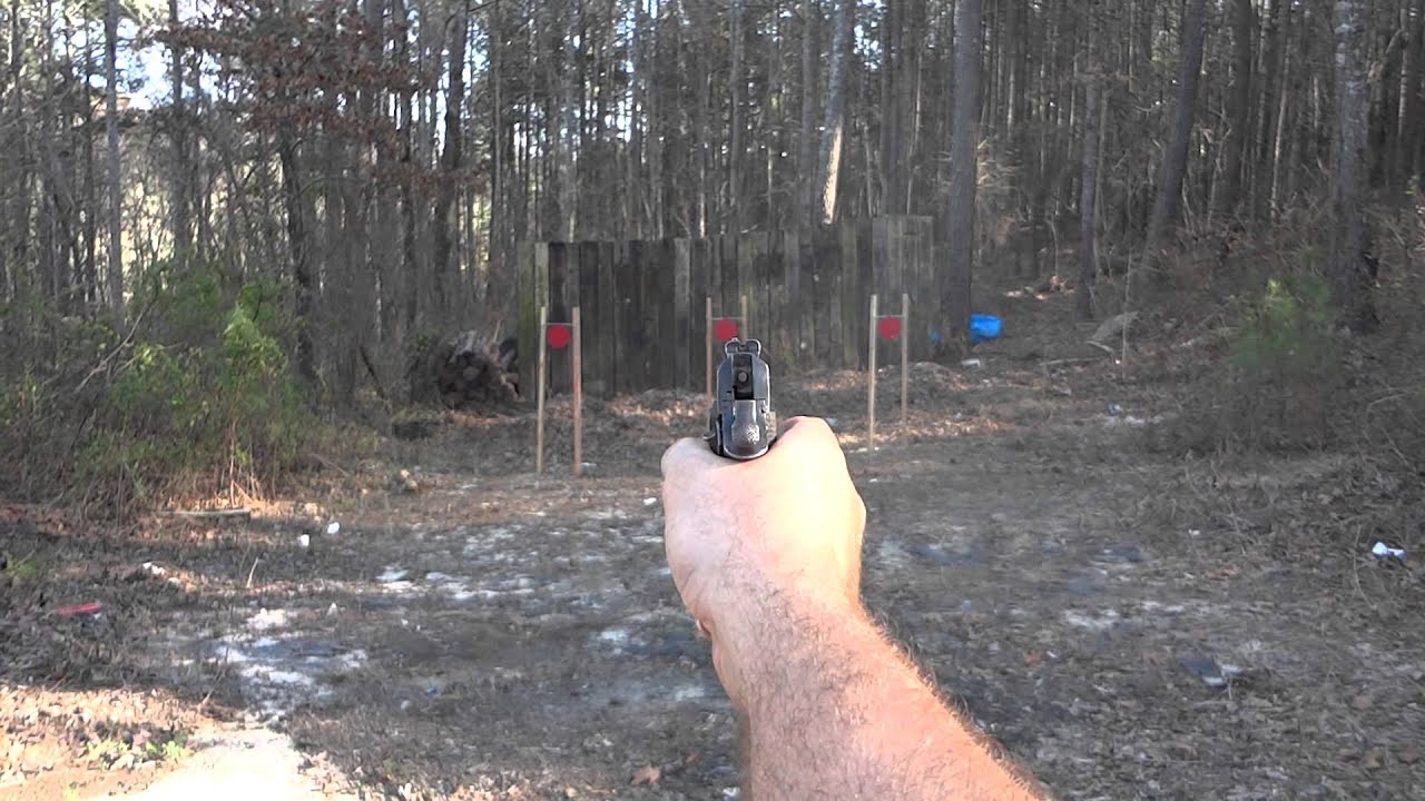 1950 Spanish Modelo Super Star 9mm Largo Behind the sights