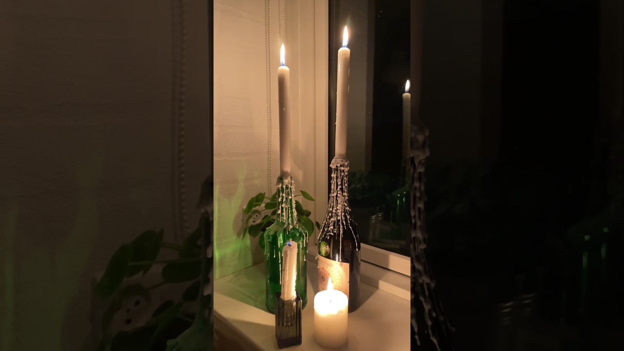 Making wine bottle candles #craft #diy #candle #diyroomdecor